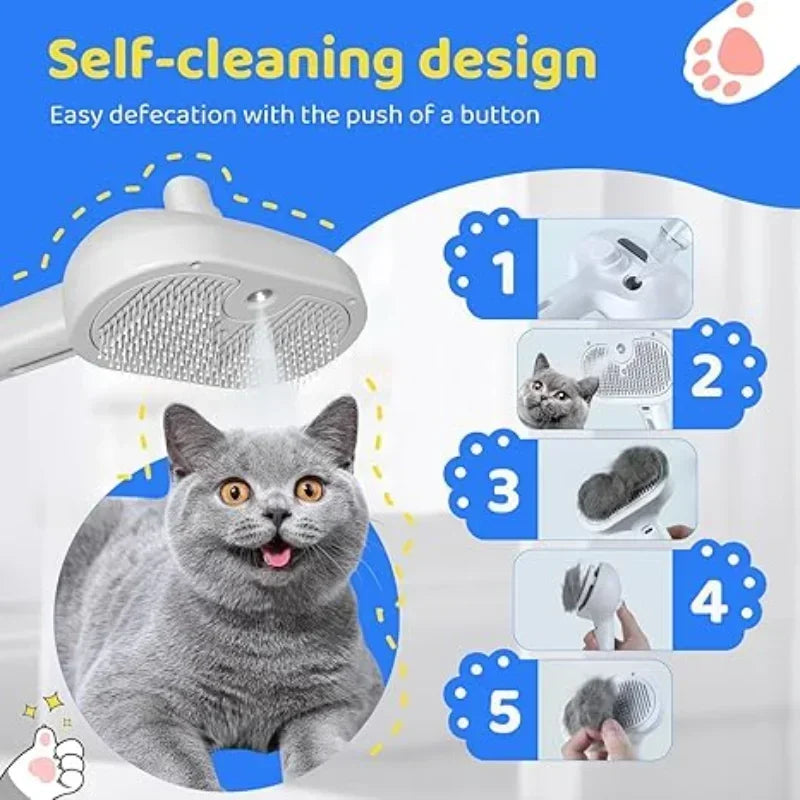 3-in-1 Cat Hair Brush Dog Hair Brush Electric Pet Cleaning Steam Spray Massage Hair Removal Comb anti-Tangle