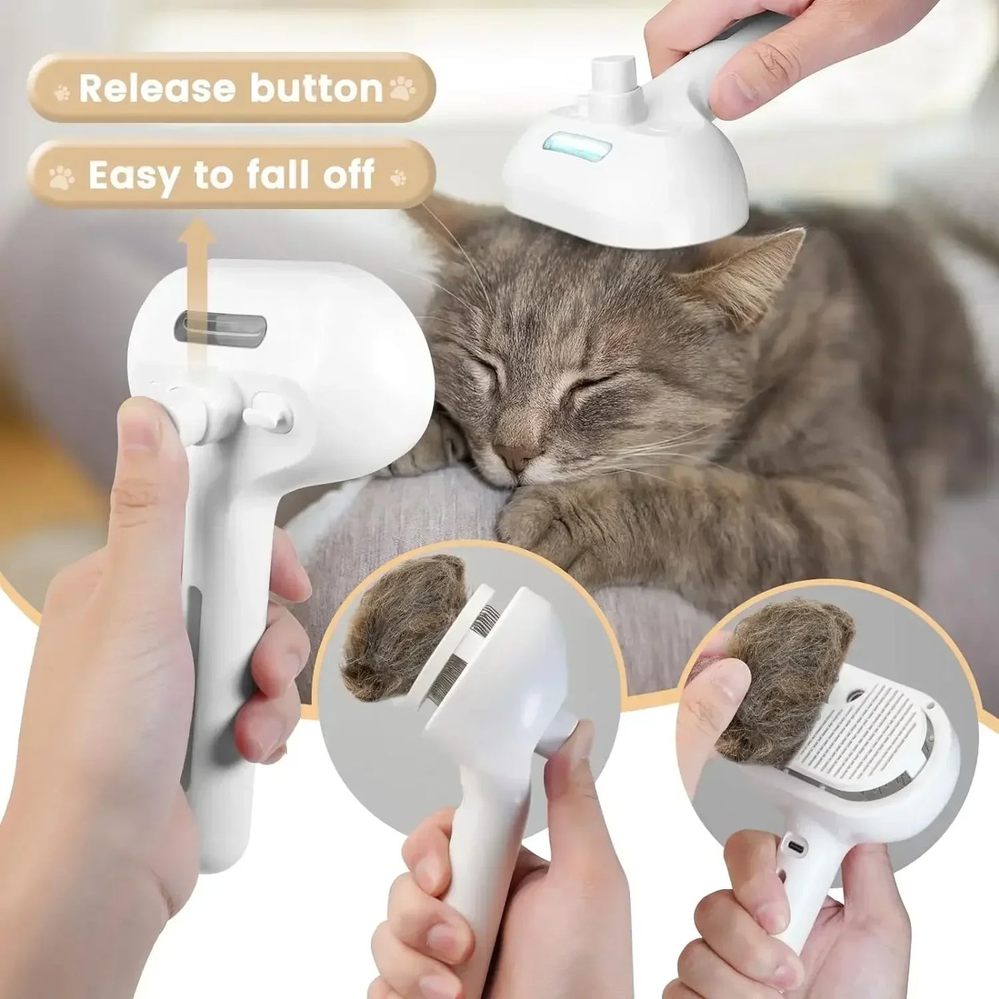 3-in-1 Cat Hair Brush Dog Hair Brush  Electric Pet Cleaning Steam Spray Massage Hair Removal Comb anti-Tangle